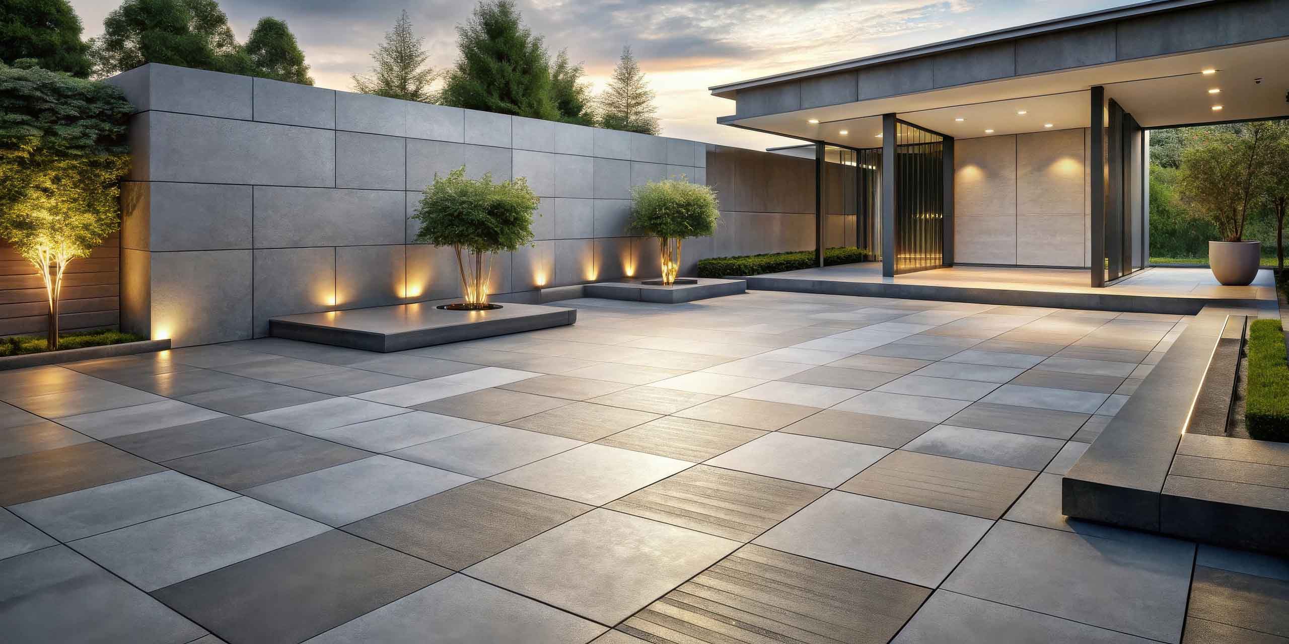 Moderne Terrasse mit stilvollen Pflanzen